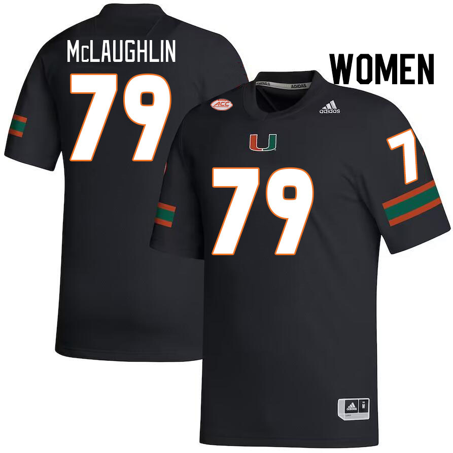 Women #79 Michael McLaughlin Miami Hurricanes College Football Jerseys Stitched-Black